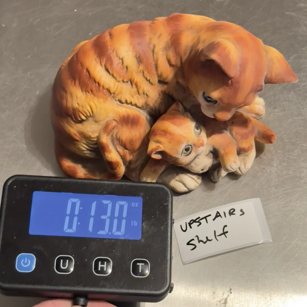 Vintage UCTCI Orange Tabby Kitten Cat & Kitten Figurine Made‎ in Japan 6